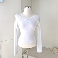 レースシアリング長袖Tシャツ