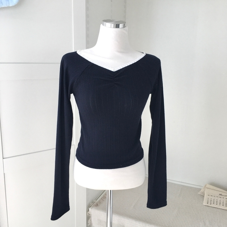 レースシアリング長袖Tシャツ