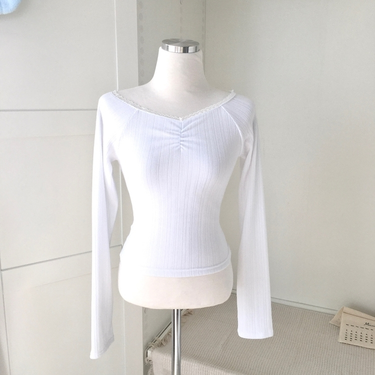 レースシアリング長袖Tシャツ