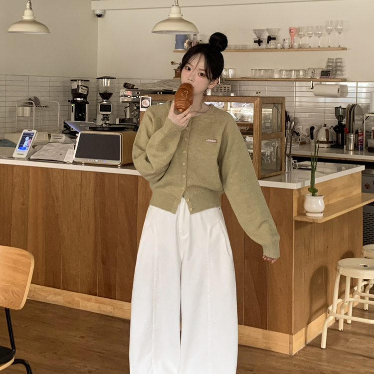 ルーズフィットニットカーディガン(6color) OLIVE