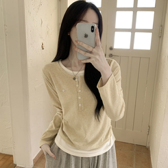 バイカラーレイヤード長袖Tシャツ(5color) YELLOW