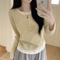 バイカラーレイヤード長袖Tシャツ(5color) YELLOW