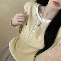 バイカラーレイヤード長袖Tシャツ(5color) YELLOW