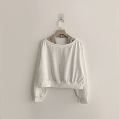 【SET】ボーダーキャミソールオフショルダースウェット