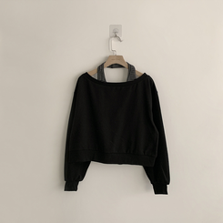 【SET】ボーダーキャミソールオフショルダースウェット