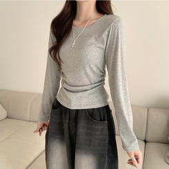 スリムフィットデイリー長袖Tシャツ GREY