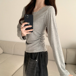 スリムフィットデイリー長袖Tシャツ GREY