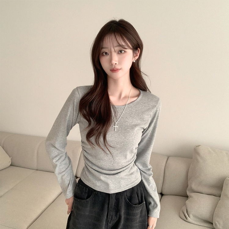 スリムフィットデイリー長袖Tシャツ GREY