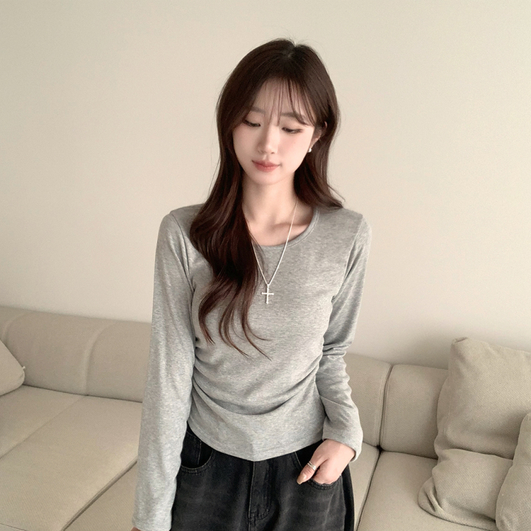 スリムフィットデイリー長袖Tシャツ GREY