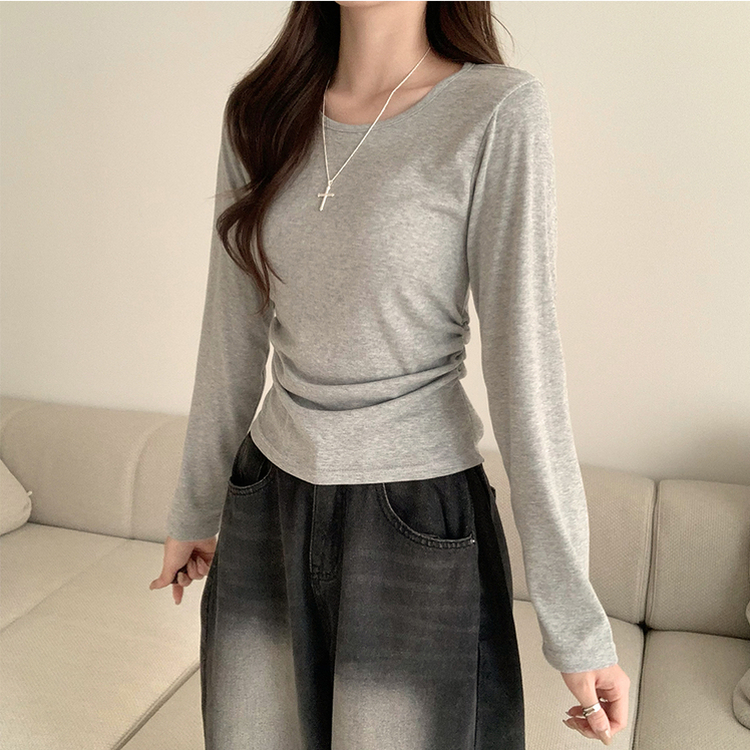 スリムフィットデイリー長袖Tシャツ GREY