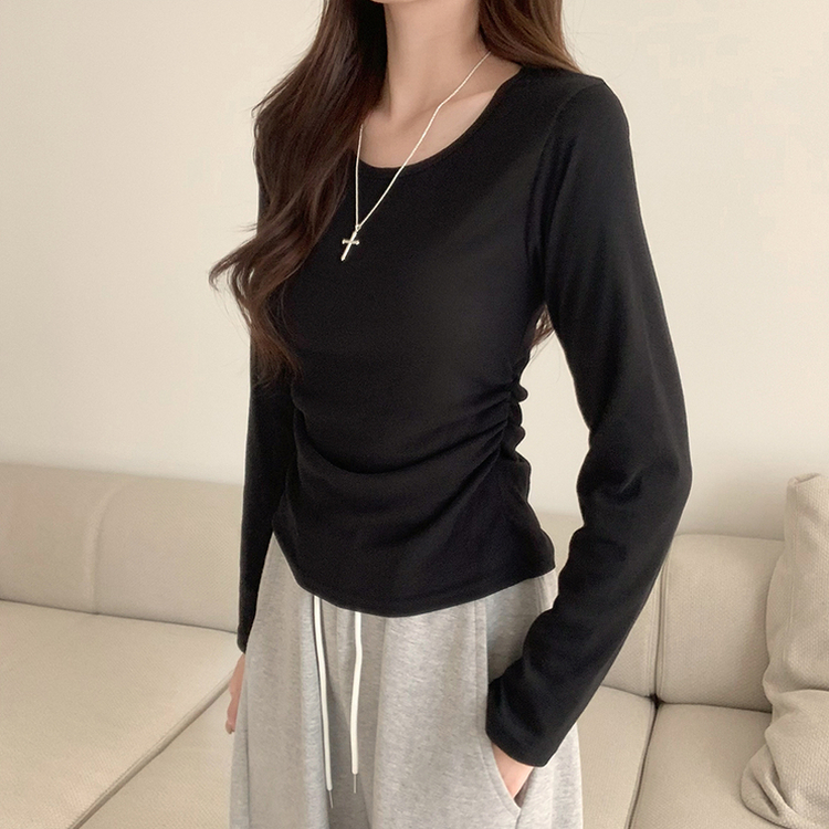 スリムフィットデイリー長袖Tシャツ BLACK