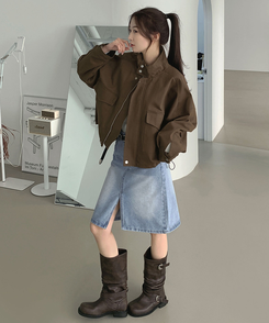 シアリングスリットミドルブーツ BROWN