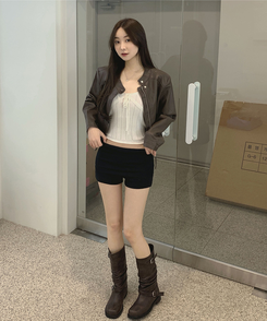 シアリングスリットミドルブーツ BROWN