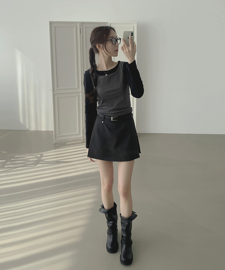 シアリングスリットミドルブーツ BLACK