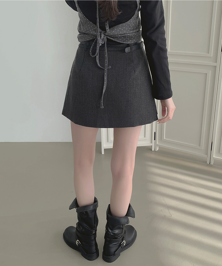 シアリングスリットミドルブーツ BLACK