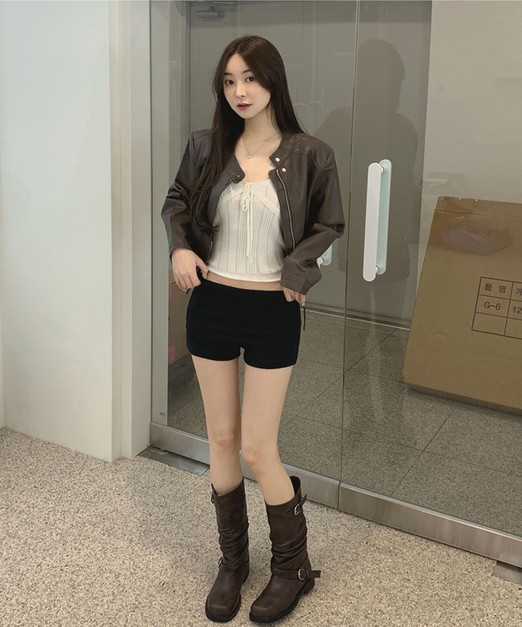 シアリングスリットミドルブーツ BROWN