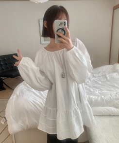 フリルパフワンピースブラウス IVORY