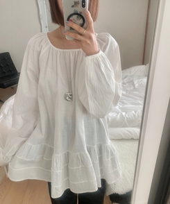 フリルパフワンピースブラウス IVORY