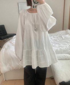 フリルパフワンピースブラウス IVORY