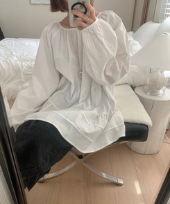 フリルパフワンピースブラウス IVORY