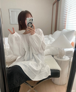 フリルパフワンピースブラウス IVORY