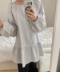 フリルパフワンピースブラウス SKY BLUE