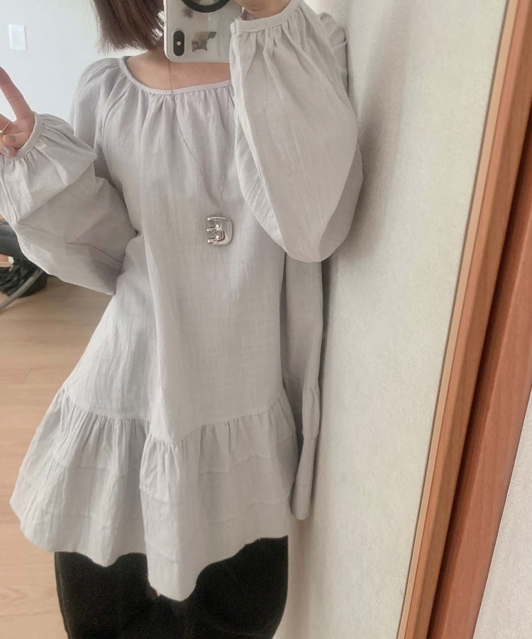 フリルパフワンピースブラウス SKY BLUE