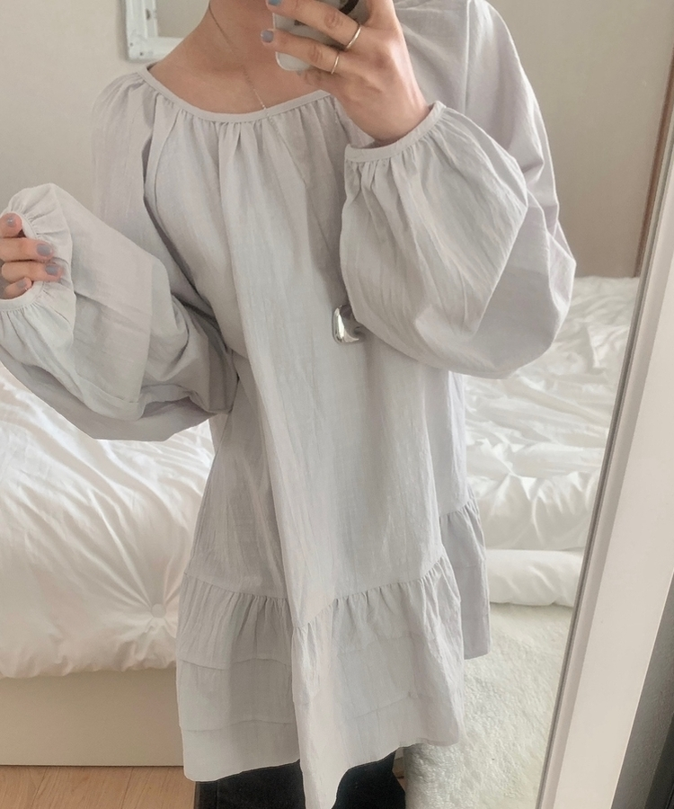 フリルパフワンピースブラウス SKY BLUE