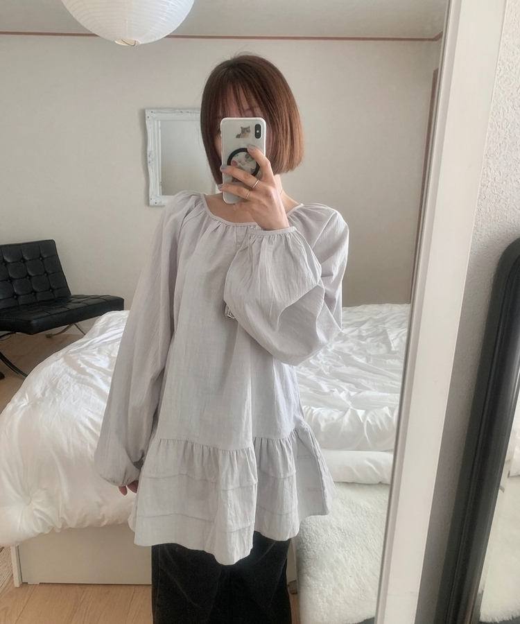 フリルパフワンピースブラウス SKY BLUE