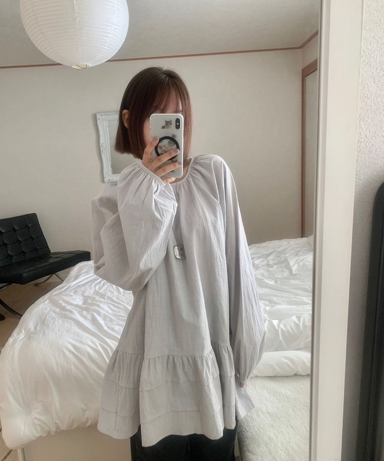 フリルパフワンピースブラウス SKY BLUE