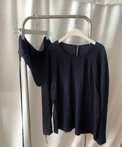 【SET】レイヤードパフブラウス＋ラップスカート