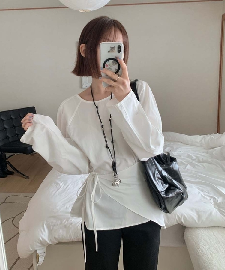 【SET】レイヤードパフブラウス＋ラップスカート IVORY