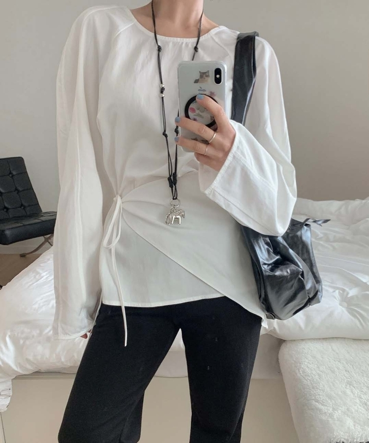 【SET】レイヤードパフブラウス＋ラップスカート IVORY