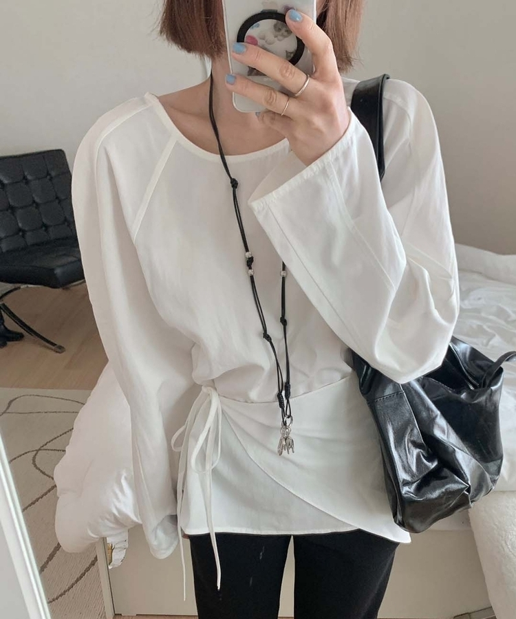 【SET】レイヤードパフブラウス＋ラップスカート IVORY