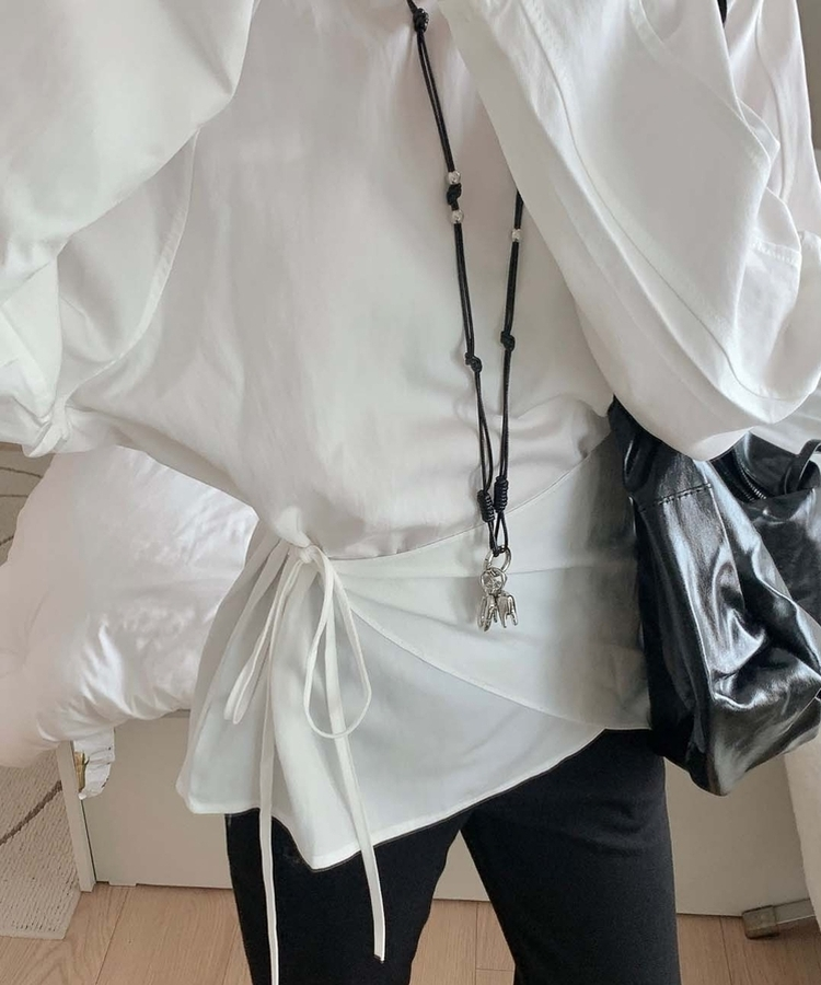 【SET】レイヤードパフブラウス＋ラップスカート IVORY