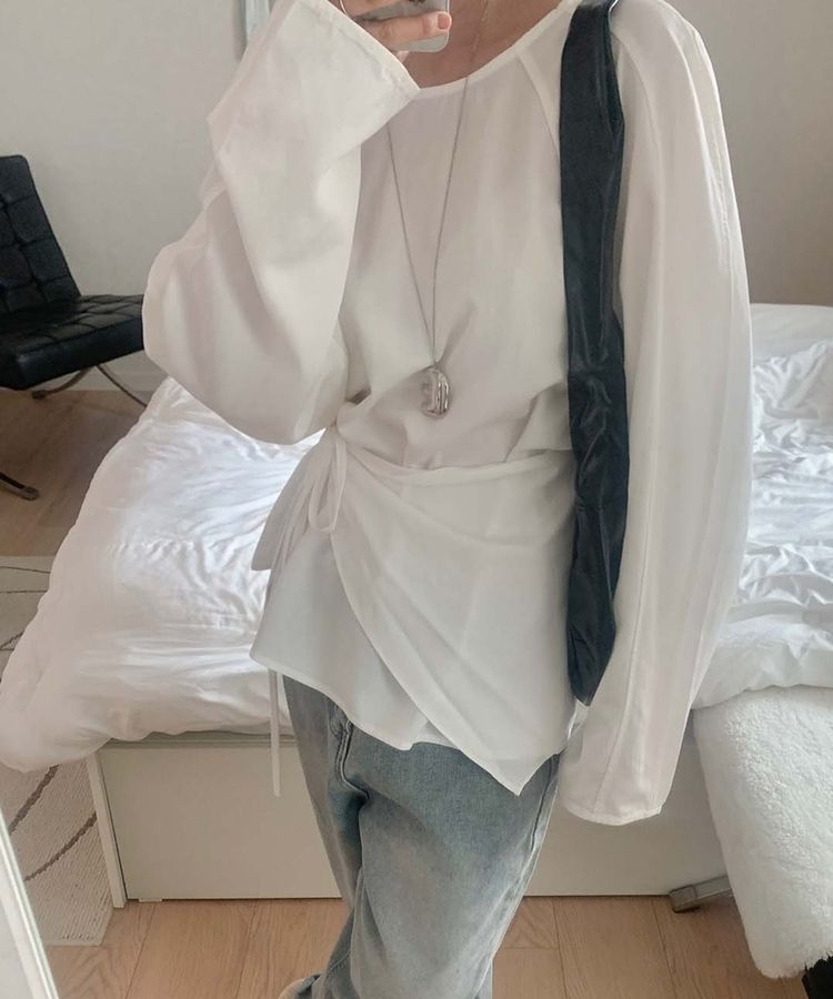 【SET】レイヤードパフブラウス＋ラップスカート IVORY