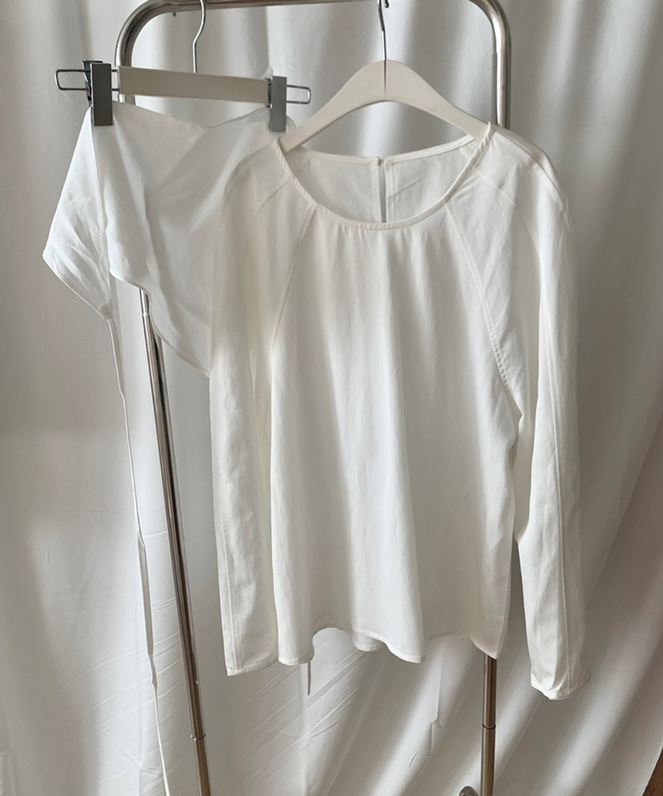 【SET】レイヤードパフブラウス＋ラップスカート