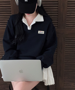 バイカラールーズスウェット NAVY