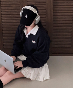 バイカラールーズスウェット NAVY