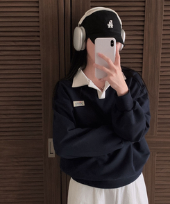 バイカラールーズスウェット NAVY