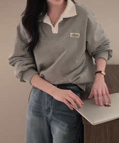 バイカラールーズスウェット GREY