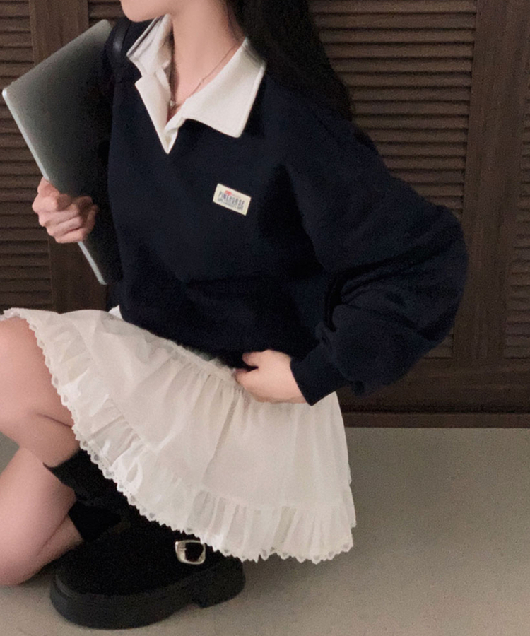 バイカラールーズスウェット NAVY