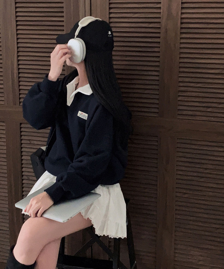 バイカラールーズスウェット NAVY