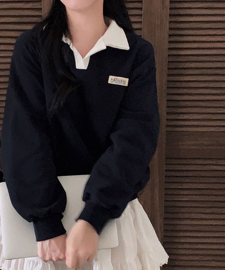 バイカラールーズスウェット NAVY