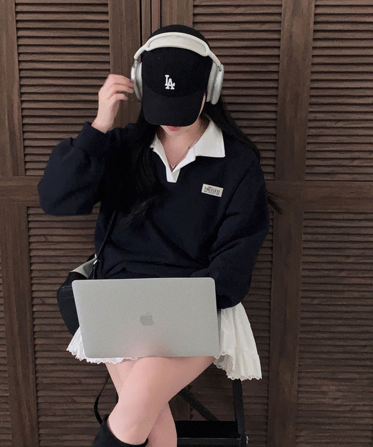 バイカラールーズスウェット NAVY