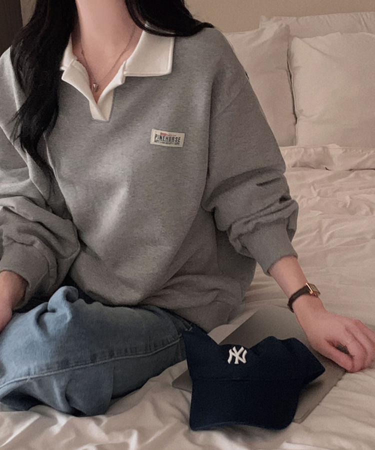 バイカラールーズスウェット GREY