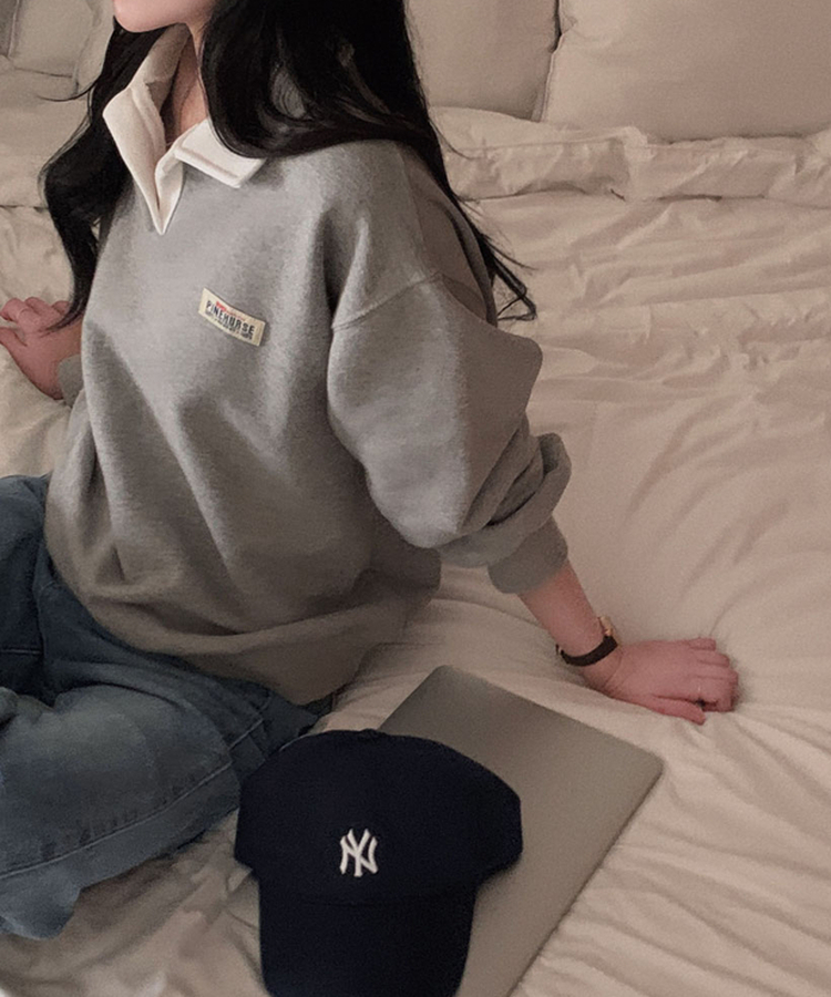 バイカラールーズスウェット GREY