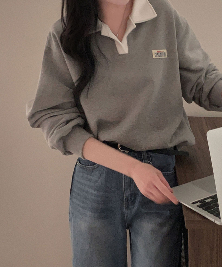 バイカラールーズスウェット GREY