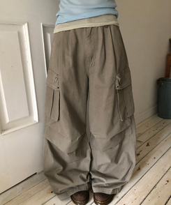 ツーピンタックカーゴワイドパンツ KHAKI