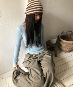 ツーピンタックカーゴワイドパンツ KHAKI